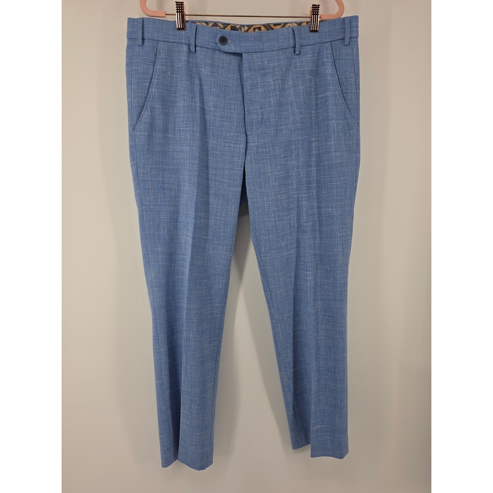 Meyer Bonn Mens Blue Linen Wool Blend Dress Pants Trousers 54 38x30 1-2026/16